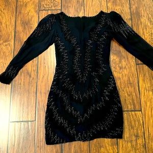 Silk beaded black dress Size 6
